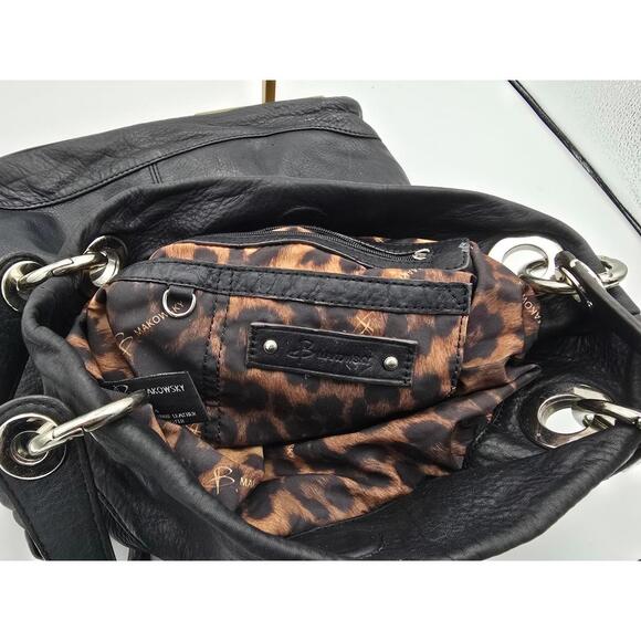 Vintage B Makowsky Soft Black Leather Hobo Bag Y2K